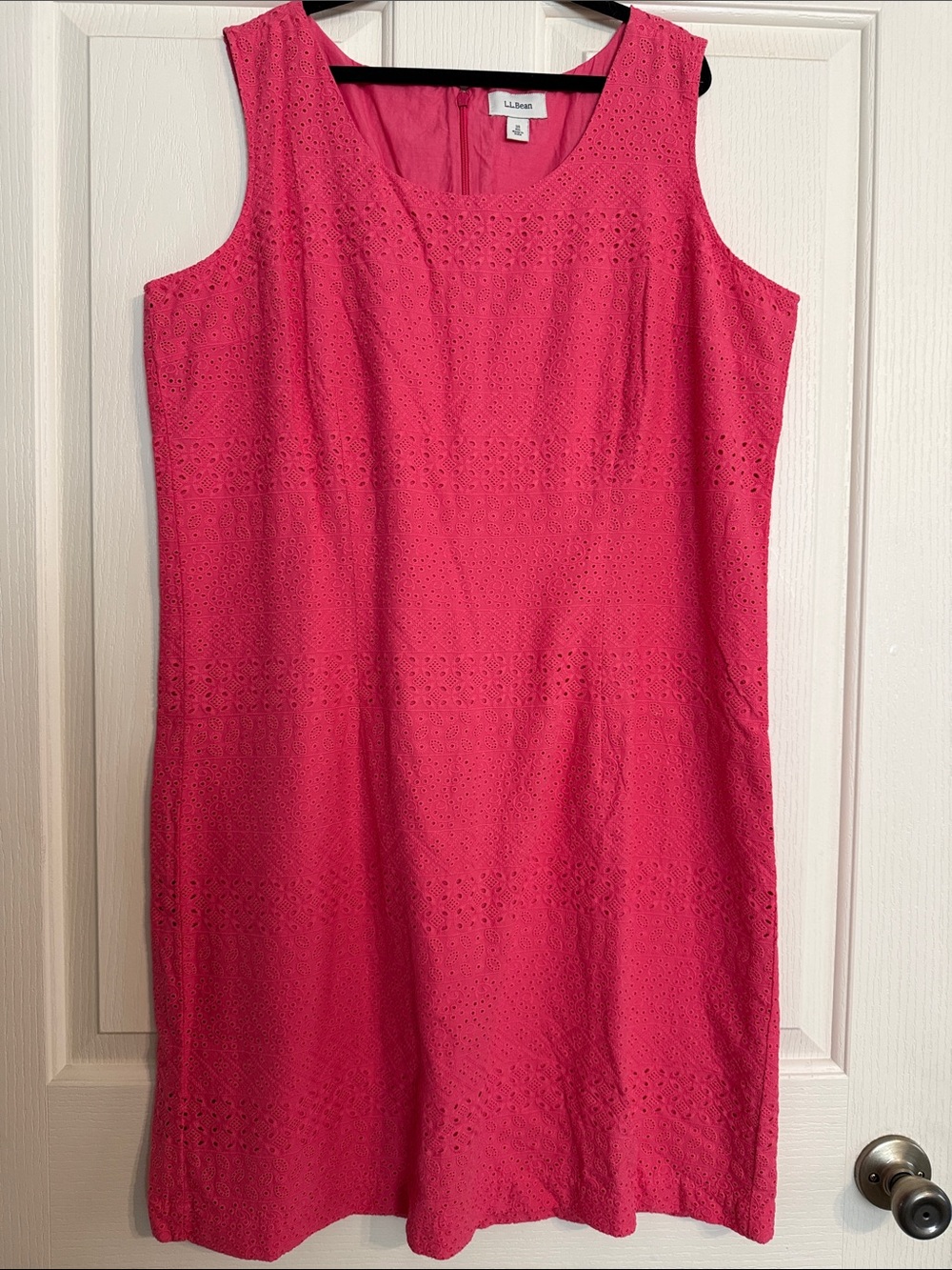 L.L. Bean Sleeveless Eyelet Shift Dress - Bright Pink